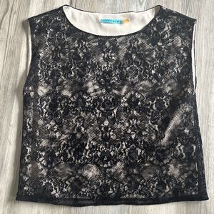 Alice + Olivia Lace Velvet Velour Pattern Scoop Neck Sleeveless Top Size Small